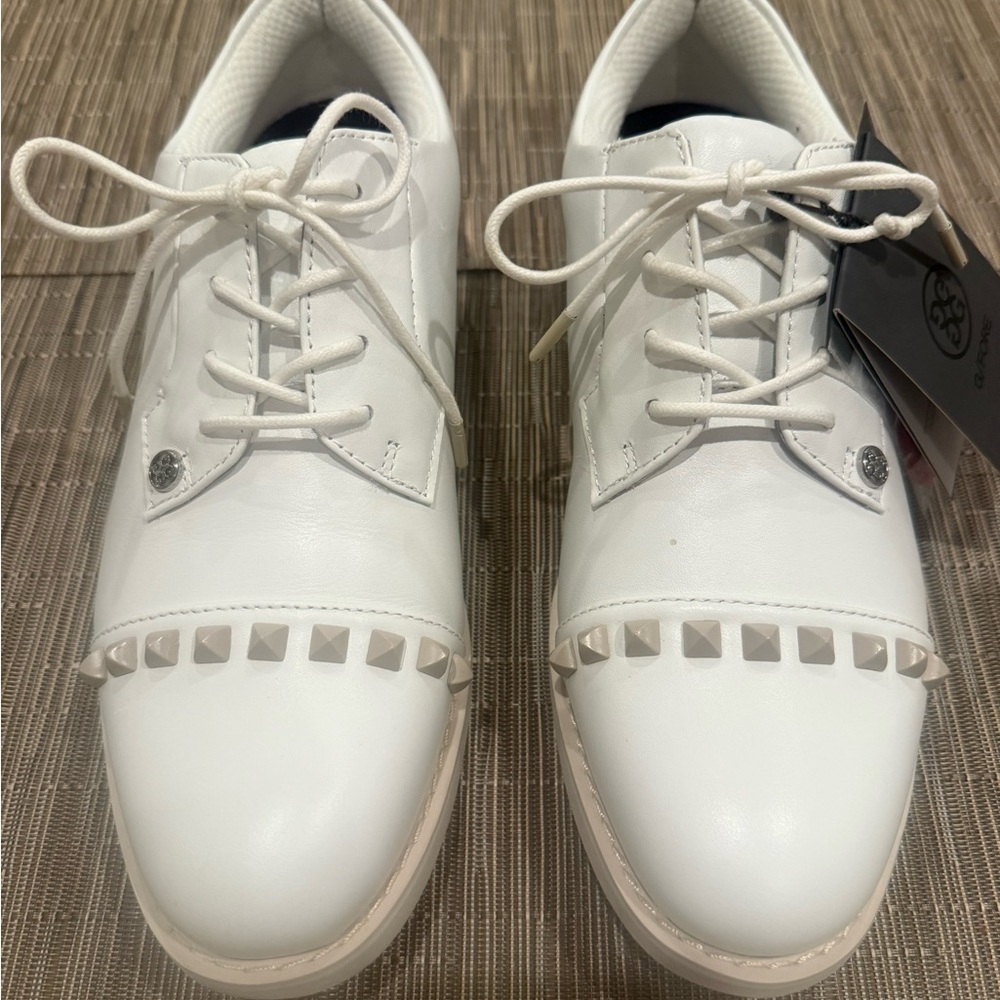 G/FORE Gallivanter Stud Cap Women's Size 8.5 White Leather Golf Shoes NEW